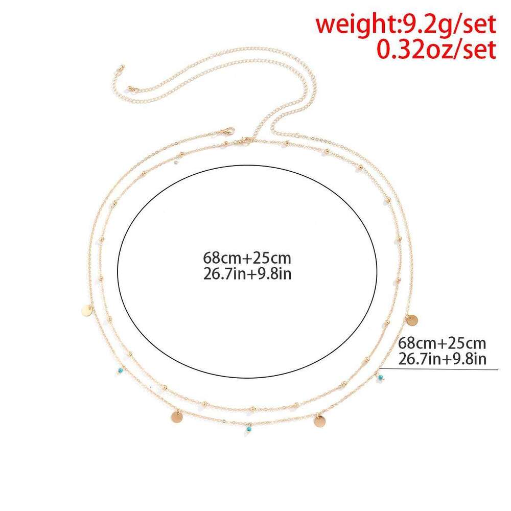 Ingemark 2Pcs/Set Boho Minimalism Waist Beads Chain for Women Summer Bikinis Vintage Geometric Sequins Belly Belt Body Jewelry H260228