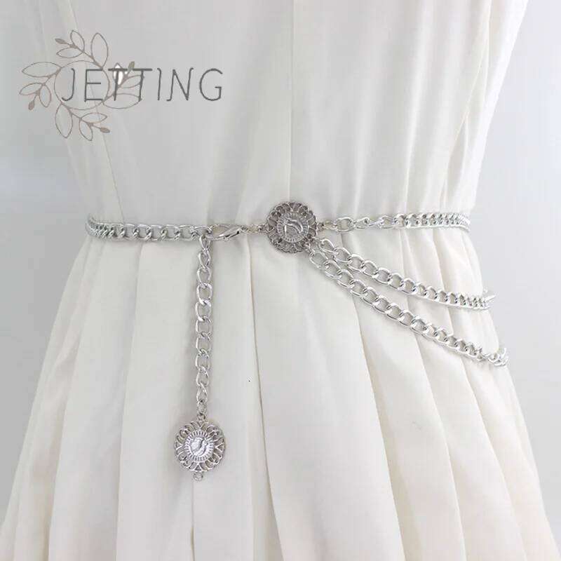 Hot Metal Women Long Tassel Multilayer Dress Chain Ins Style Adjustable Waist Belt For H260228