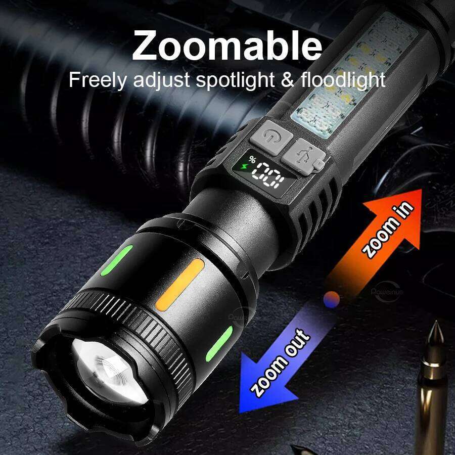 Most Powerful LED with Side Light Type-C Rechargeable Handheld Flashlight Portable Emergency Lighting Outdoor Camping Z260301