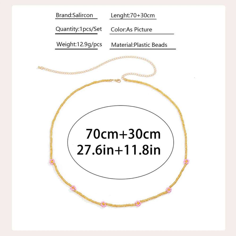 New Korean Fashion Cute Small Flowers Belly Chains For Women Bohemia Handmade Waist Beads Boho Vacation Sexy Body Chain Jewelry H260228