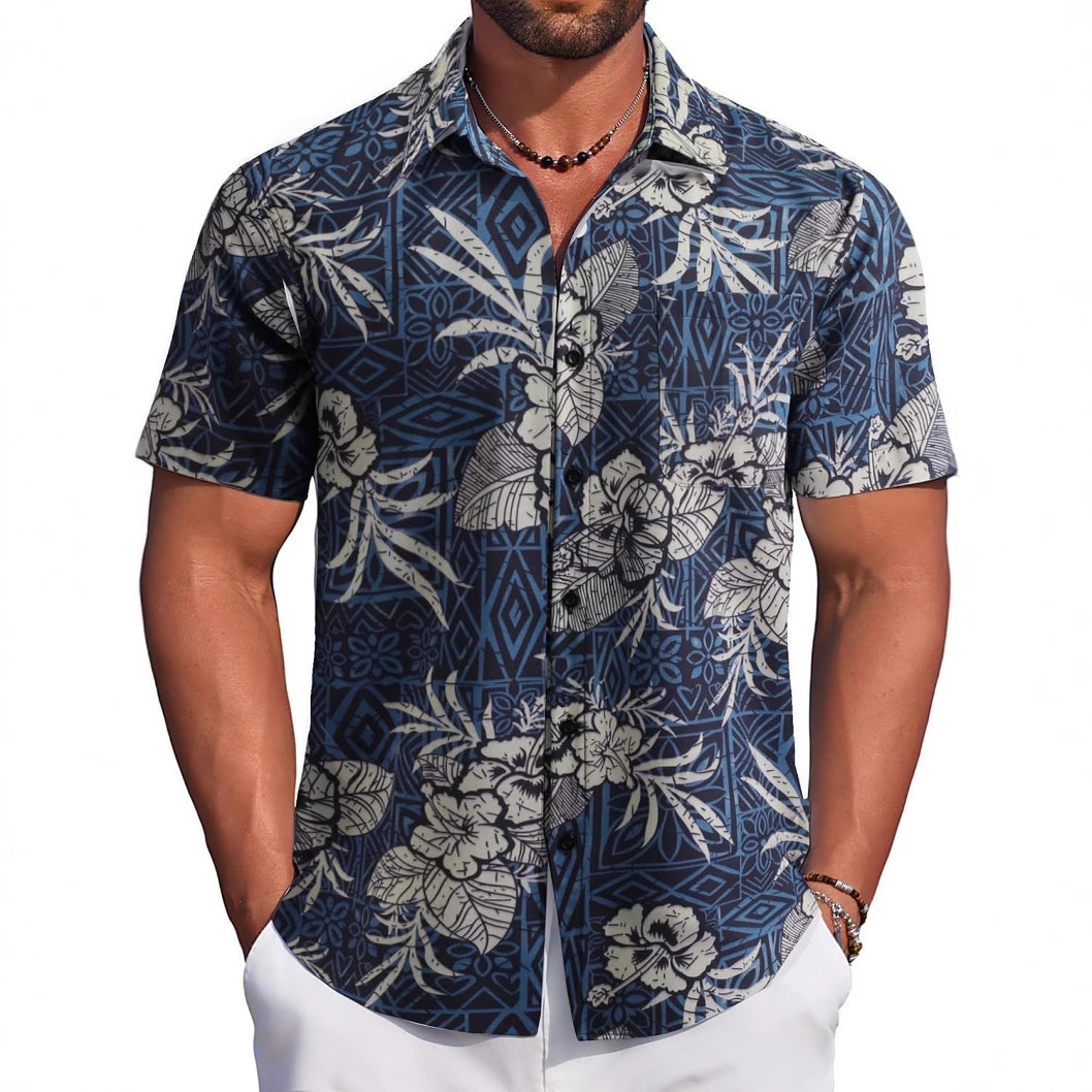 Luxury Brand Designer Clothes 2025 Summer New Hawaiian Floral Shirt For Men, Five-Sleeve Quick-Dry Beach Short Sleeve Floral Shirt For Men And Women