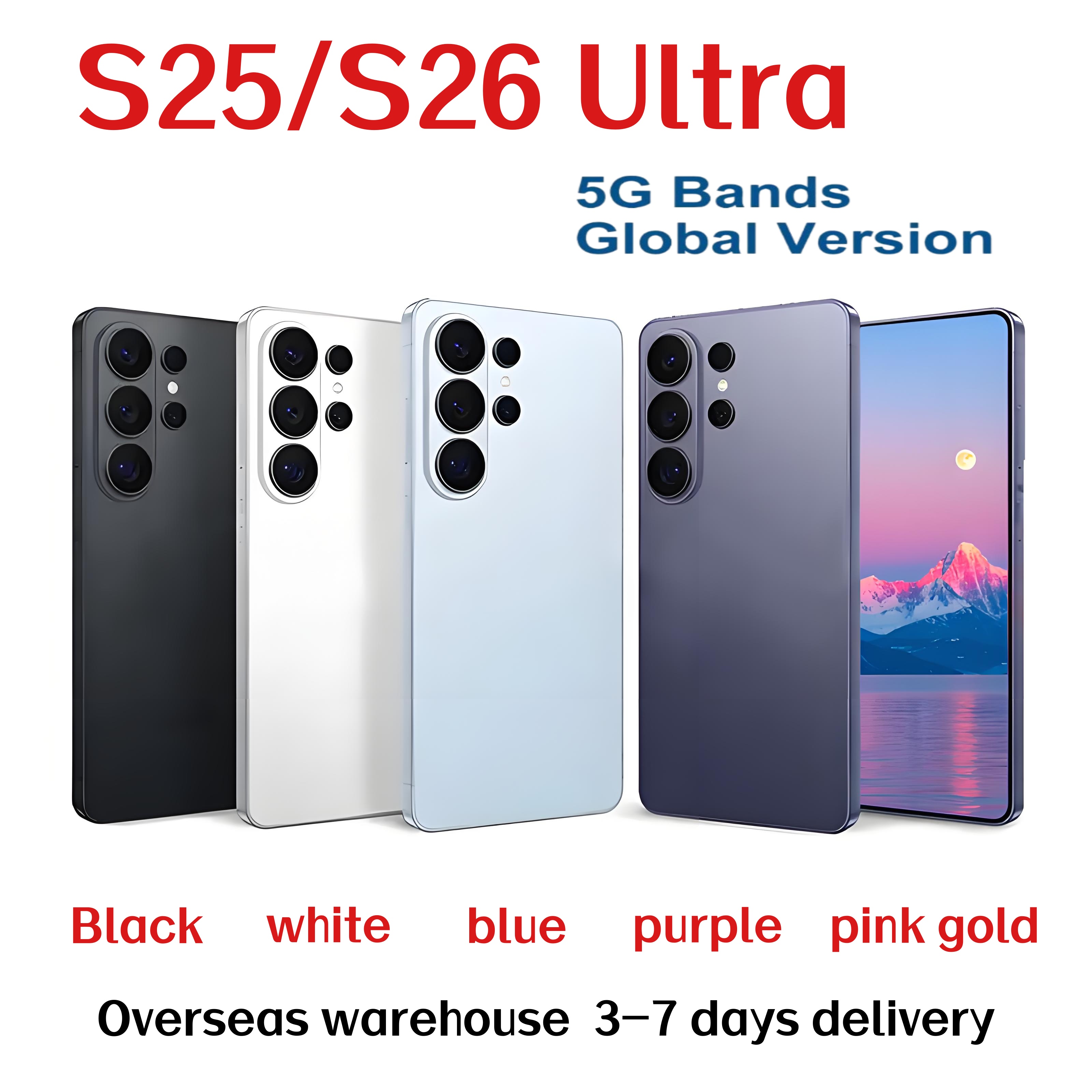 S26 S25 Ultra mobile phone 5G Touch Screen Smartphone Camera Phone HD Display Face Recognition 16+1TB 5656