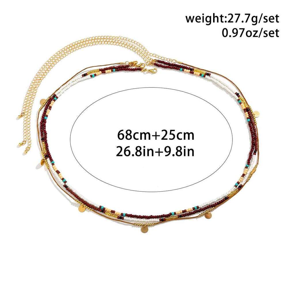 Ingemark 3Pcs/Set Bohemian Coloful Rice Bead Waist for Women Sexy Bikini Multilayer Thin Chain Beach Body New Jewelry H260228