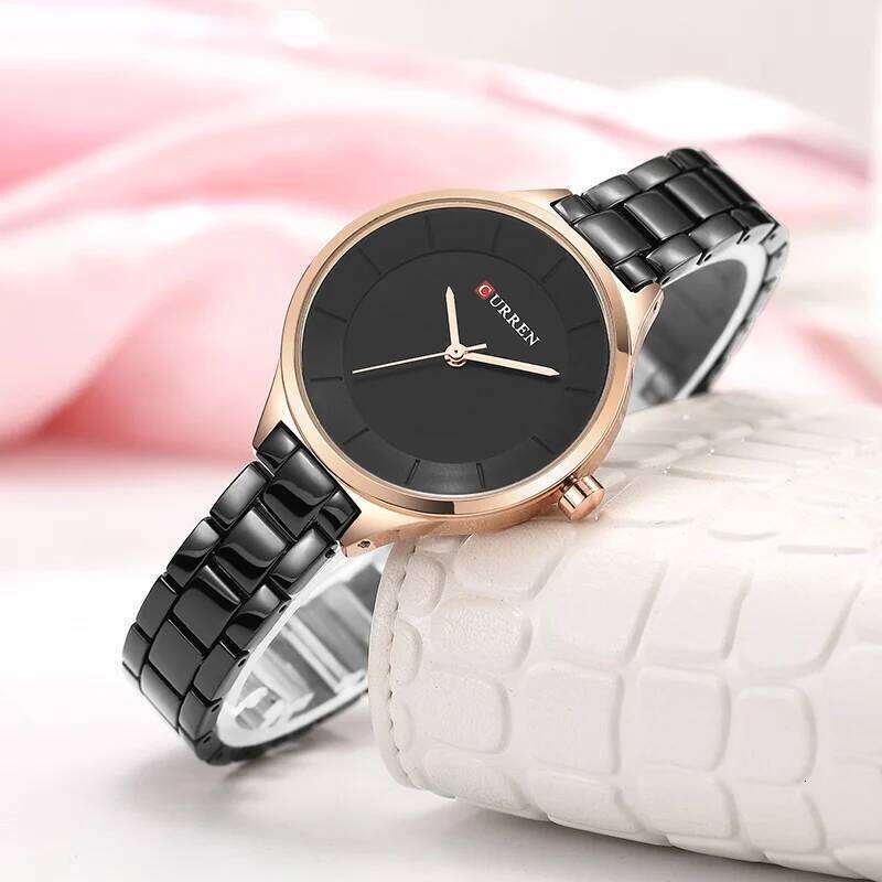 Curren 9015 Women es Gold Black Full Steel Dress Jewelry Quartz Ladies Fashion Elegant Clock Relogio Feminino H260228