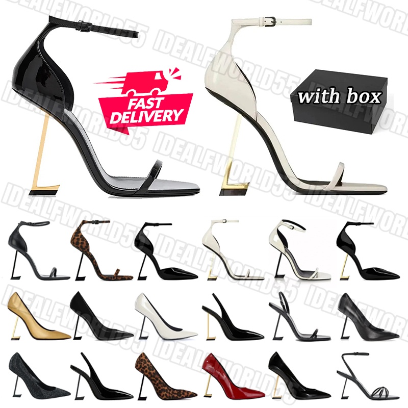 Women Luxury Designer 10 cm High Heels Patent Leather pumps stiletto Heel Gold Tone triple black Nuede Womens Lady Sandals Wedding Office Sandal