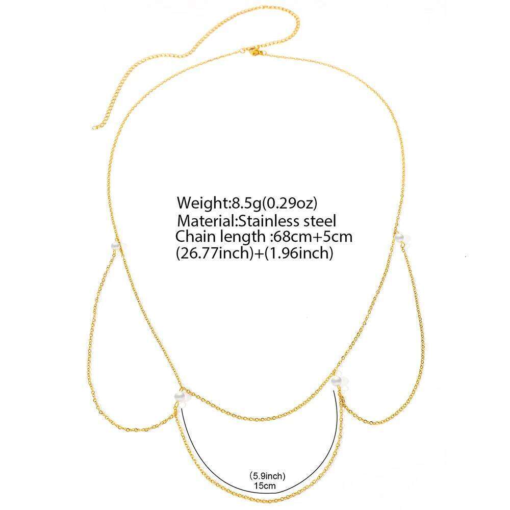 Stainless Steel Simple and Delicate Hanging White Imitation Pearl Design Fashion Body Chain For Women Jewelry Gifts H260228
