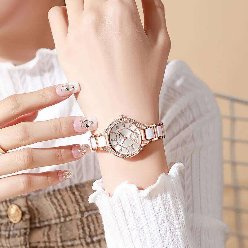 1/2PCS Elegant Women es Rhinestone Dial Analog Quartz Wrist for Ladies Fashion Gift Reloj Mujer H260228