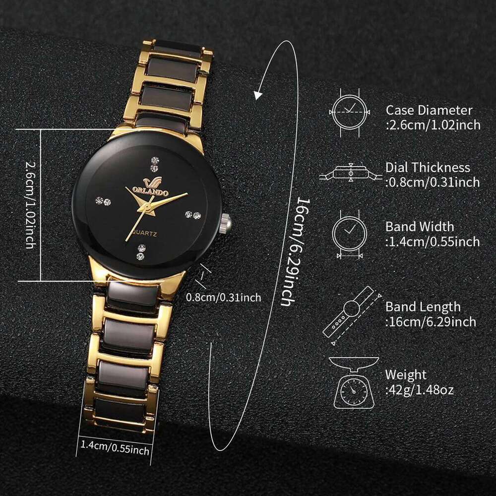 Women's Fashion Black Steel Band Ladies Dress Quartz es Clock H260228
