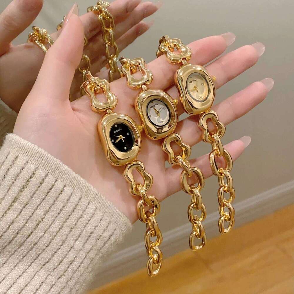 Women Creative Chain es Top Brand Gold Fashion Ladies Wristes High-end Women's Quartz Female Clock H260228