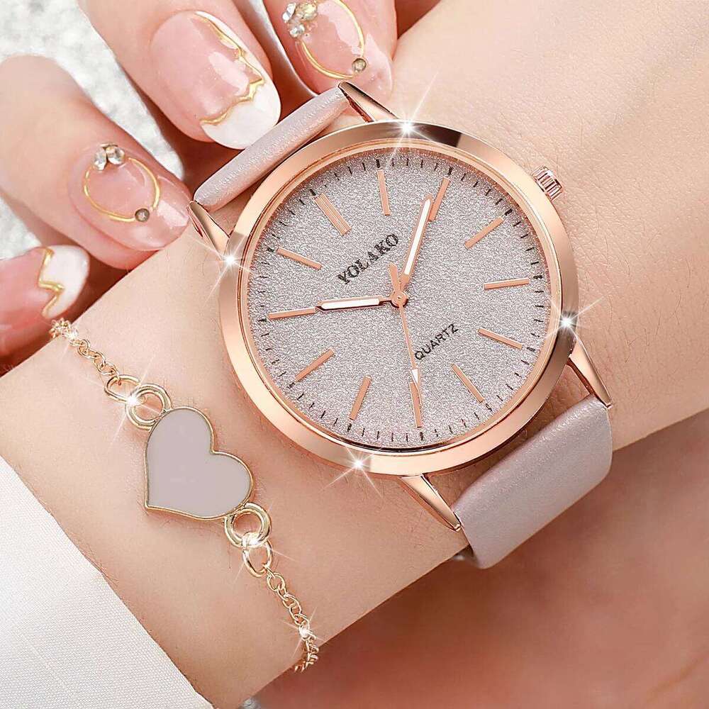 2PCS/Set Fashion Women Leather Strap Wrist es Simple Dial Quartz With Heart Set Without Box H260228