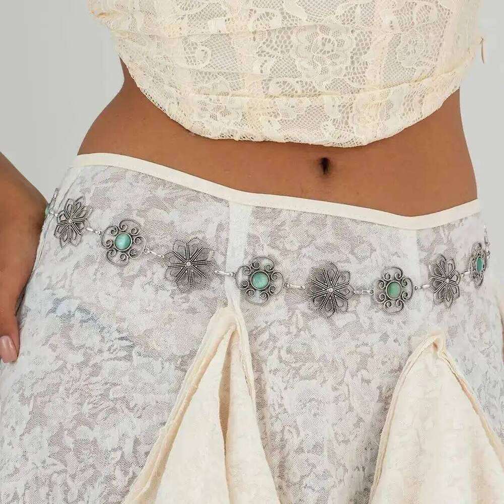 IngeSight.Z Vintage Exquisite Green Stone Waist Belt Belly Women Boho Summer Beach Bikinis Sexy Dress Jeans Chain Body Jewelry H260228