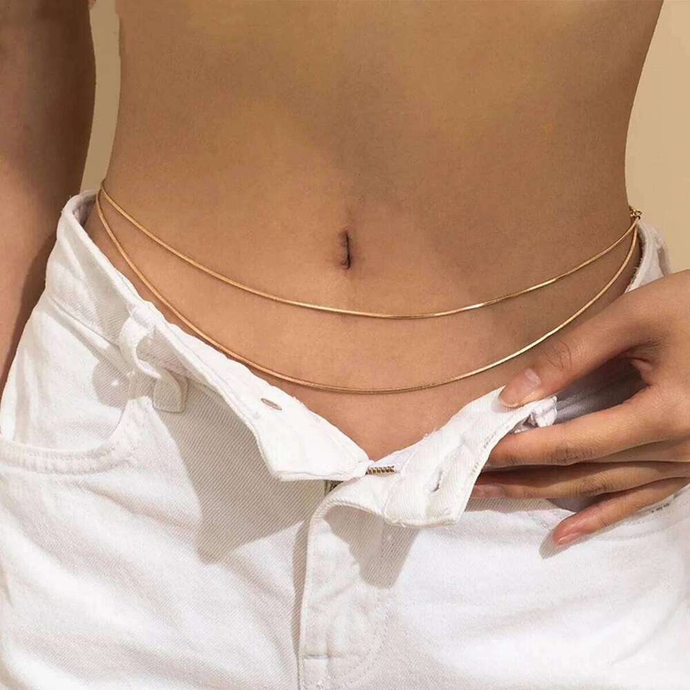 Snake Waist Chain Boho Summer Beach Sexy Double Layered Body Belly Chains Jewelry Gifts for Women Mom Girlfriend H260228