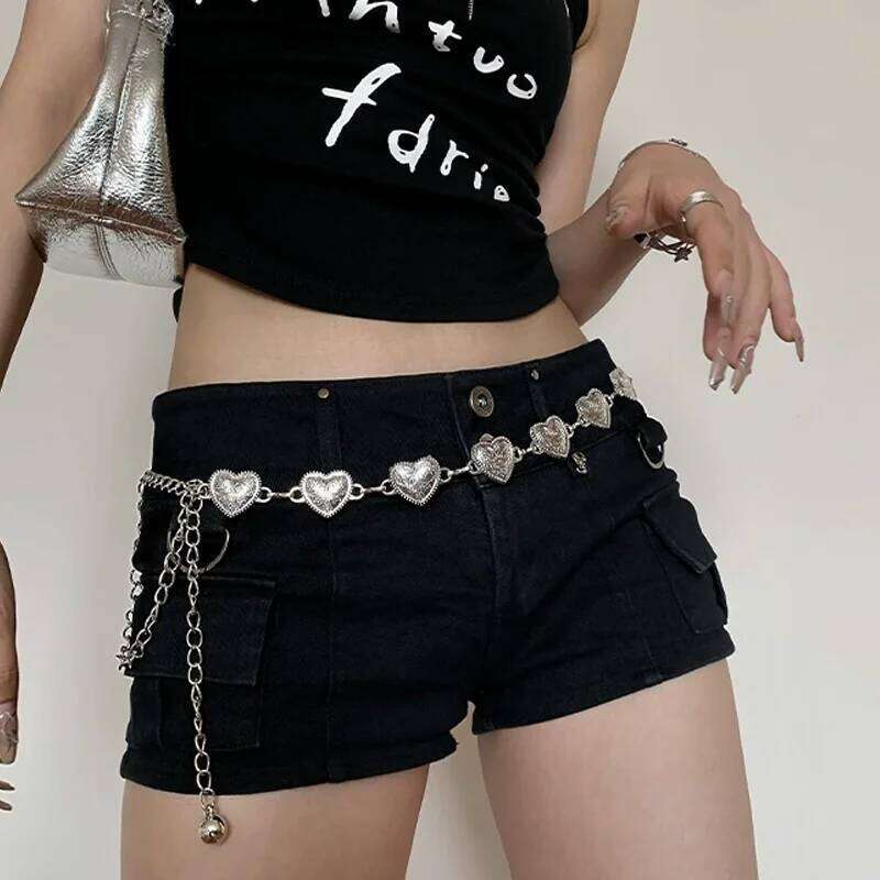 Vintage Gold Belly Chain Female Heart Metal Ladies Waist Punk Goth Belts For Women Silver Thin Waistband Pant Jewelry Accessory H260228