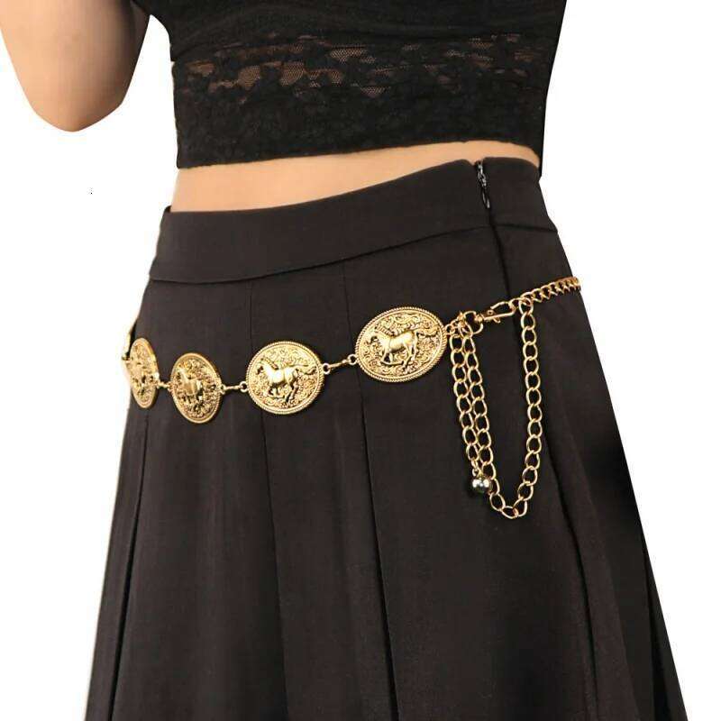 Western Cowboy Cowgirl Horse Waist Boho Chain Belts Adjustable Body Jewelry Dress Girdle For Women daily Party H260228