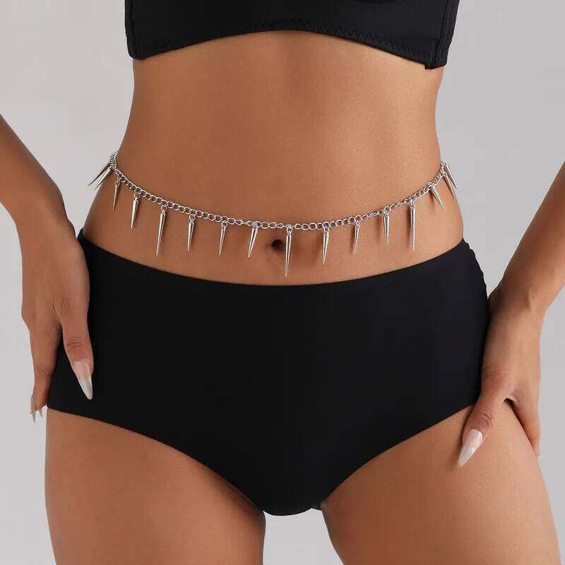 Punk Hip High Waist For Women Silver Color Metal Chain Waistband Party Dress Belts Accessorie H260228