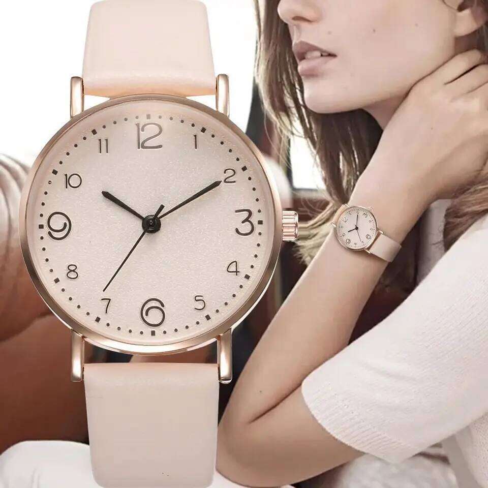 Women es Ladies Casual Arabic Numbers Leather Analog Quartz H260228
