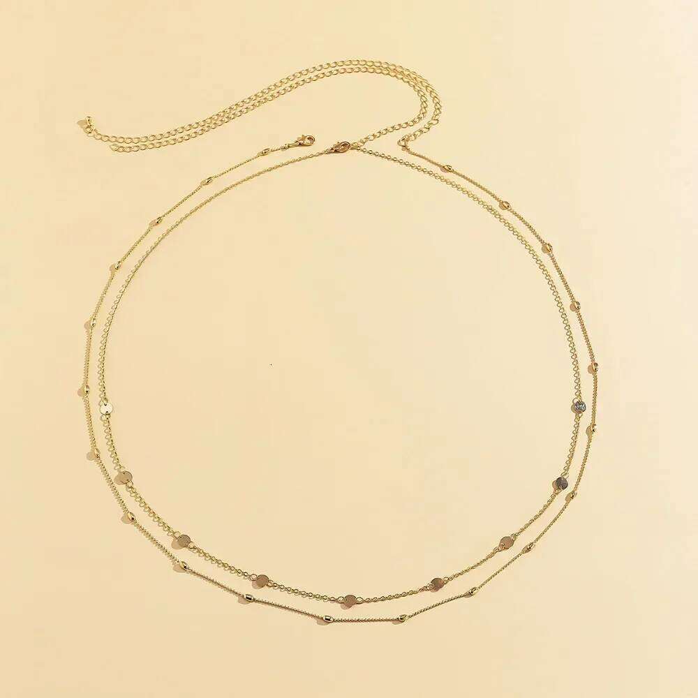 2024 Sexy Double Layer Waist Women Luxury Gold Color Stainless Steel Chain Summer Body Jewelry Accessories for Beach H260228