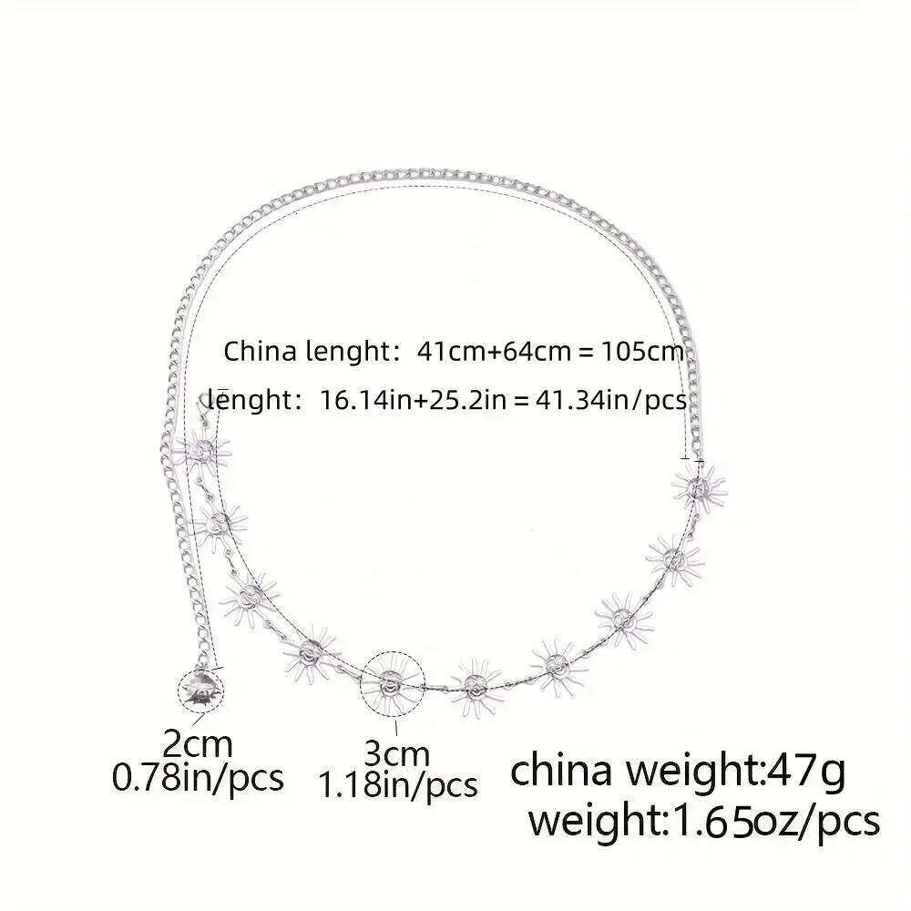 All-match Sun Moon Stars Tassels Punk Waist Vintage Hip Hop Double-deck Chain Belt Retro Alloy Waistband For Women H260228