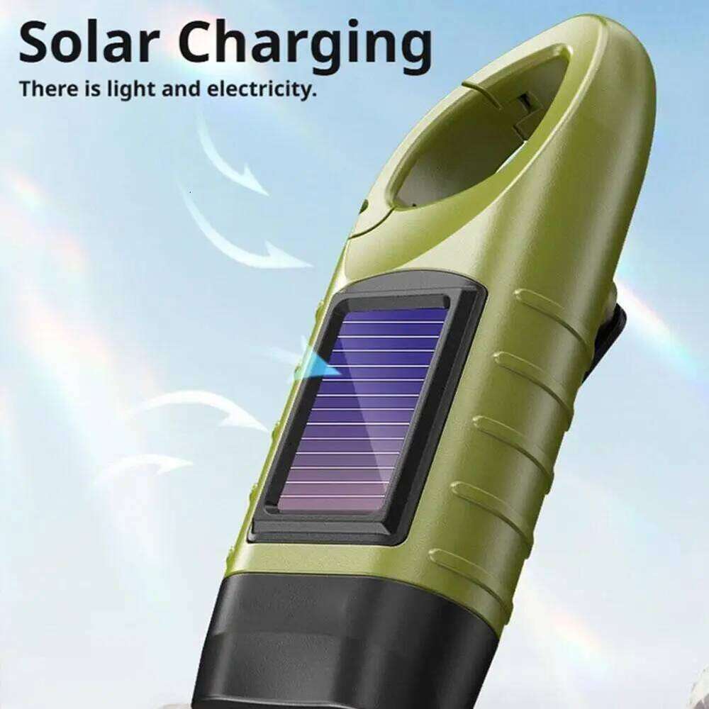 Solar Power LED Flashlight Portable Tent Light Hand Crank Dynamo Torch Lantern For Outdoor Camping Mountaineering Z260301