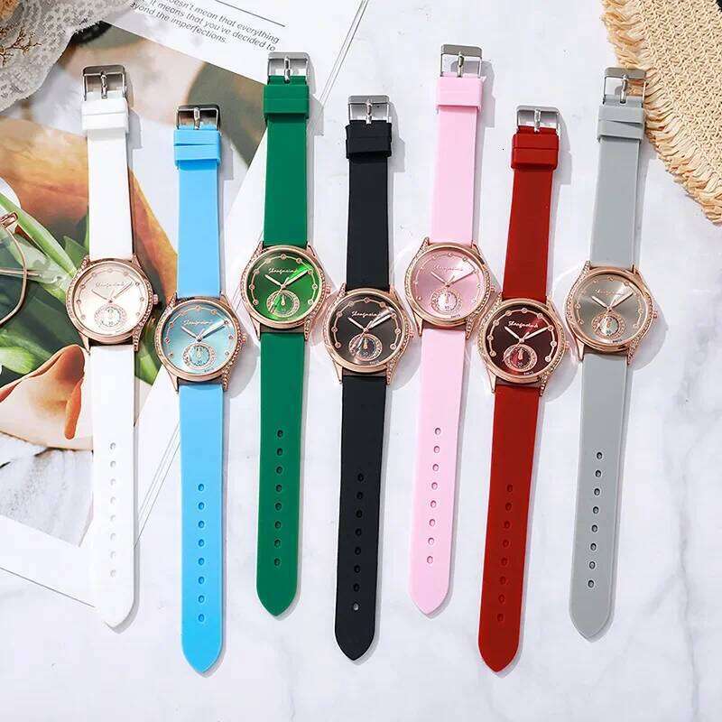 Fashion Rhinestone Women Quartz Casual Silicone Band Ladies es Clock Gift Reloj MujerWithout Box H260228