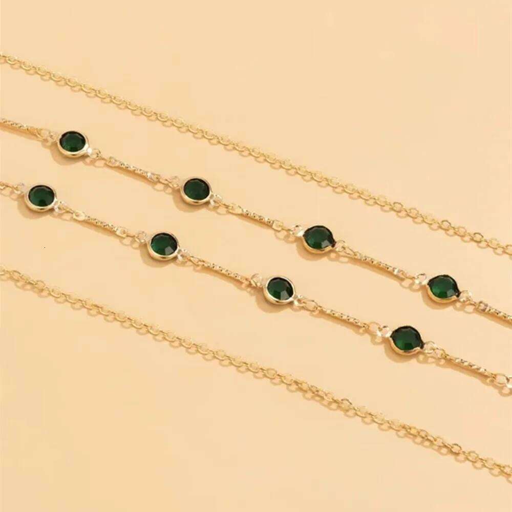 Fashion Sexy Vintage Aesthetic Belly Green Crystal Thin Link Body For Women Waist Chain Belt Y2K Streetwear Jewelry H260228