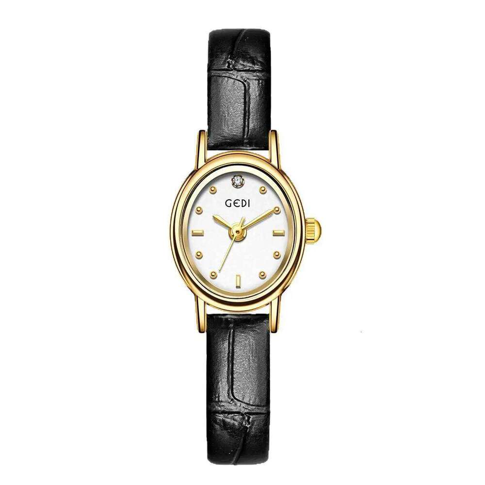 UTHAI 13103 CQ493 Light exquisite women's oval student style high aesthetic retro belt quartz clock gift H260228