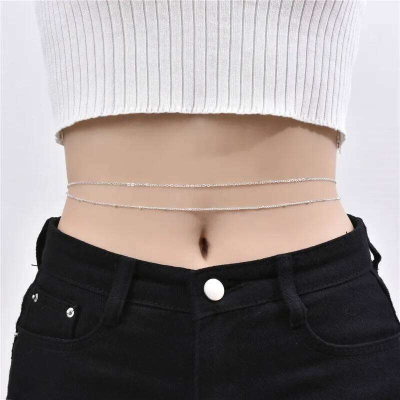 Dovzhna Double Layered Bead Chains Sexy Butterfly Beach Harness Waist Belly Body Chain Fashion Jewelry New Wholesale H260228