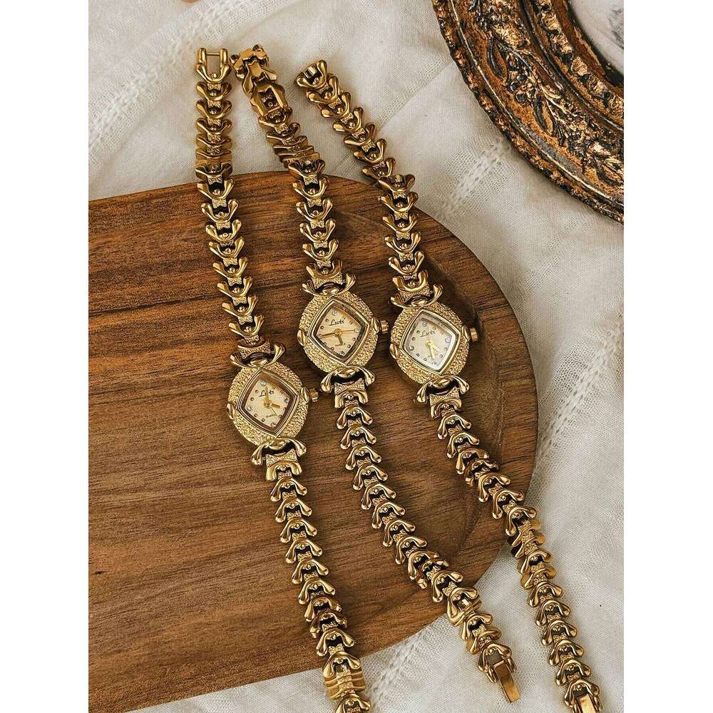 1 Piece New French-Style Gold Vintage Copper Alloy Strap, Elegant Niche, with a Sense of Sophistication, Fashionable, Simple, Luxurious, Elegant, Comp