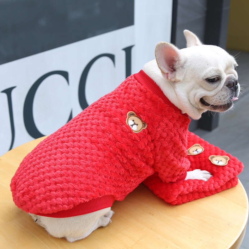 Famous brand Autumn Winter New Pet Plush French Bulldogs Cats Two Legged Plaid Clothes for and Dogs pupakaIK