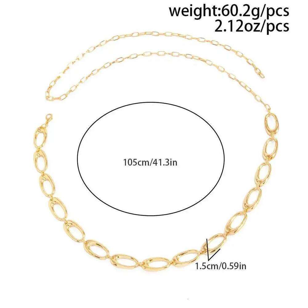 IngeSight.Z Simple Punk Hollow Out Oval Waist Women Trendy Geometry Metal Chain Belly Belt Body Party Jewelry 2026 H260228