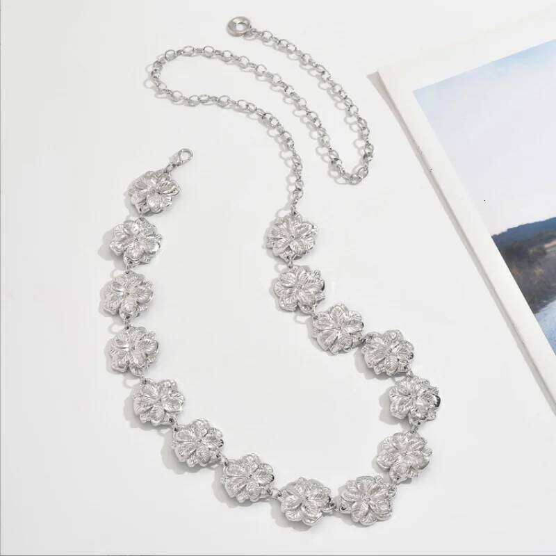 Metal Petal Flower Waist Chain for Women Summer Beach Bikini Belly Belts Party Rave Body Chains Jewelry Accessories H260228