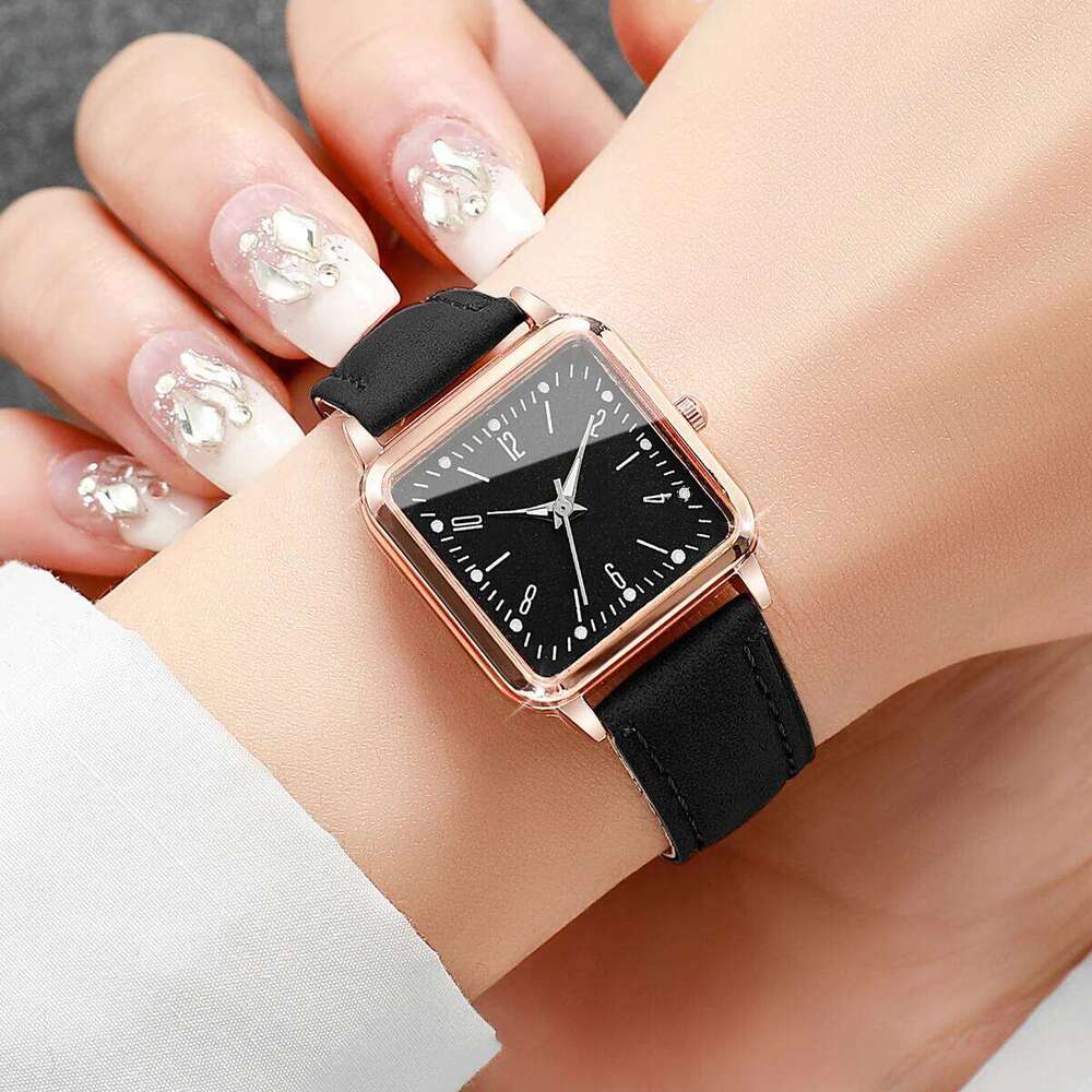 Women Fashion Leather Strap Quartz Wrist Simple Small Square Dial Reloj Mujer Girls Clock GiftWithout Box H260228