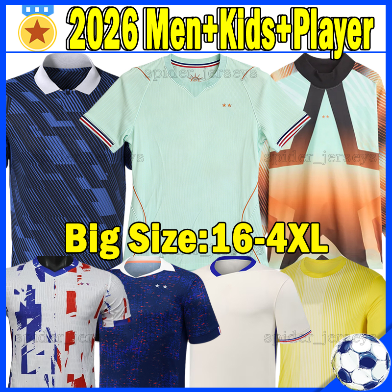 4XL France 2026 World Cup Soccer Jerseys 26 27 FrEnCh MBAPPE BARCOLA OLISE MATETA NKUNKU Player version goalkeeper M. MAIGNAN Football Shirts Men Uniforms Kids Kits