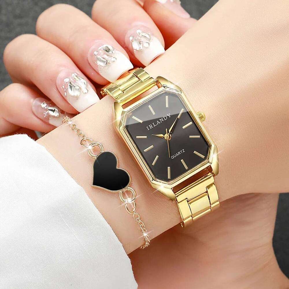 2/4PCS Fashion Rectangle Women Quartz Ladies Alloy Strap Analog Wrist With s SetWithout Box H260228