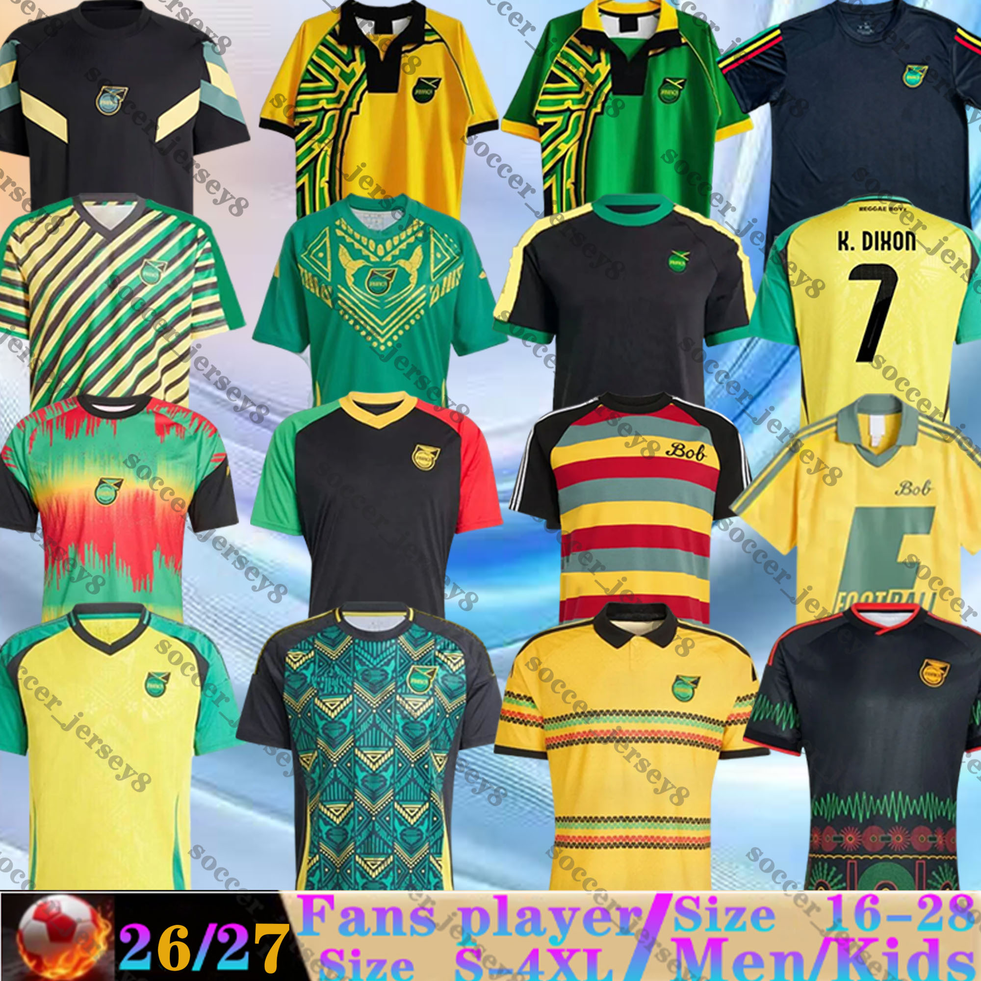 2026 2027 World Cup Jamaica Soccer Jersey CARGILL Retro 98 ANTONIO MORRISON Marley National Team Football Shirts men kids kit MARLEY BROWN 25 26 27 fans player version