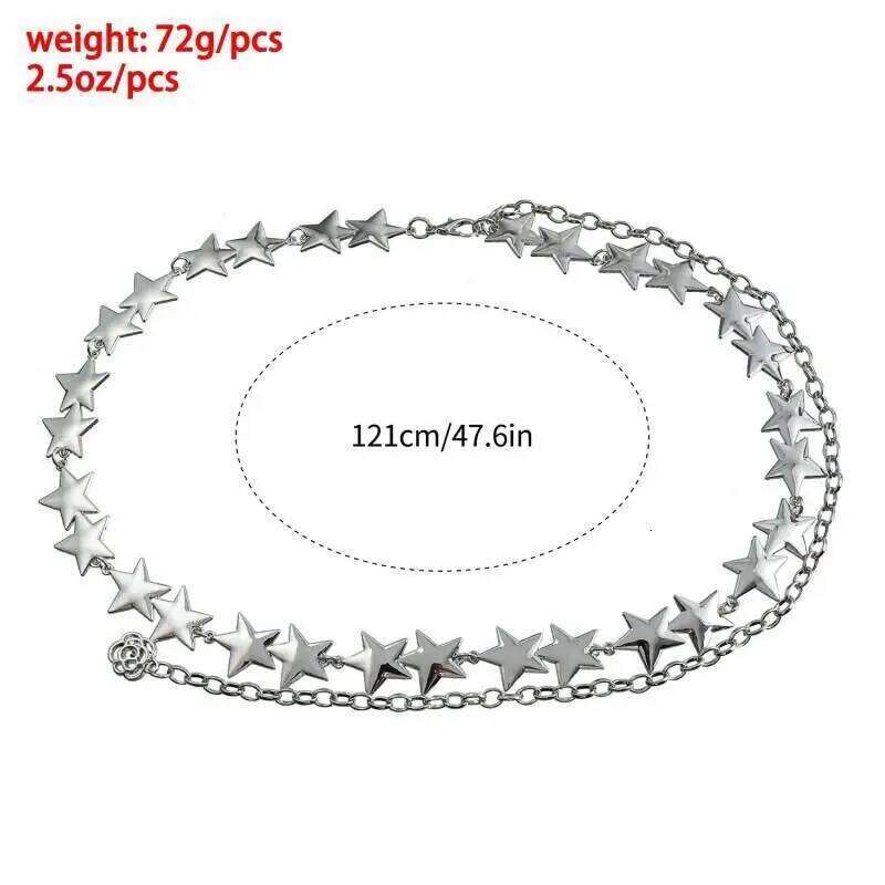 Cross Border Jewelry Fashion Retro Metal Five Pointed Star Waist Chain For Women Personalized Versatile Minimalist Dress Belt H260228