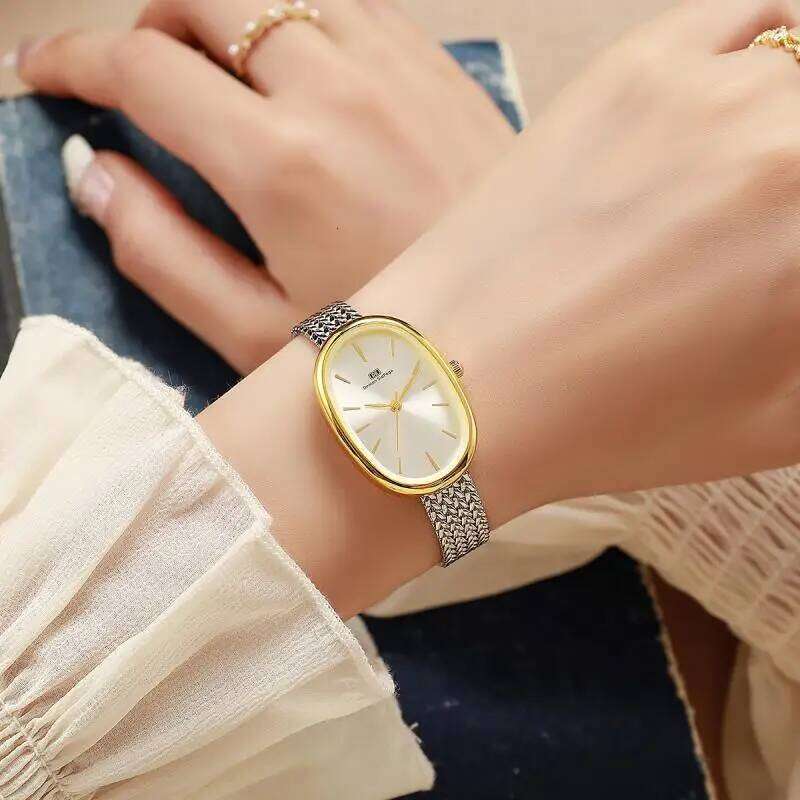 Cross border es, niche, , high-end, oval shaped dial with dotted diamonds, fashionable hot selling es H260228