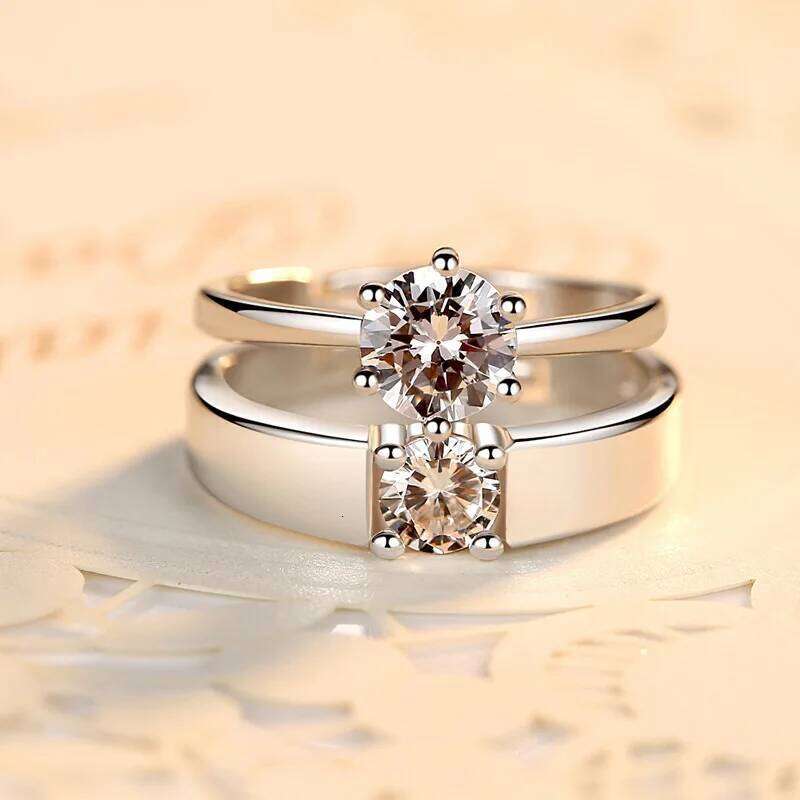 S925 Zircon for Men Women Korean Four Claw Sterling Silver Jewelry Simple Couple Open Ring H260228