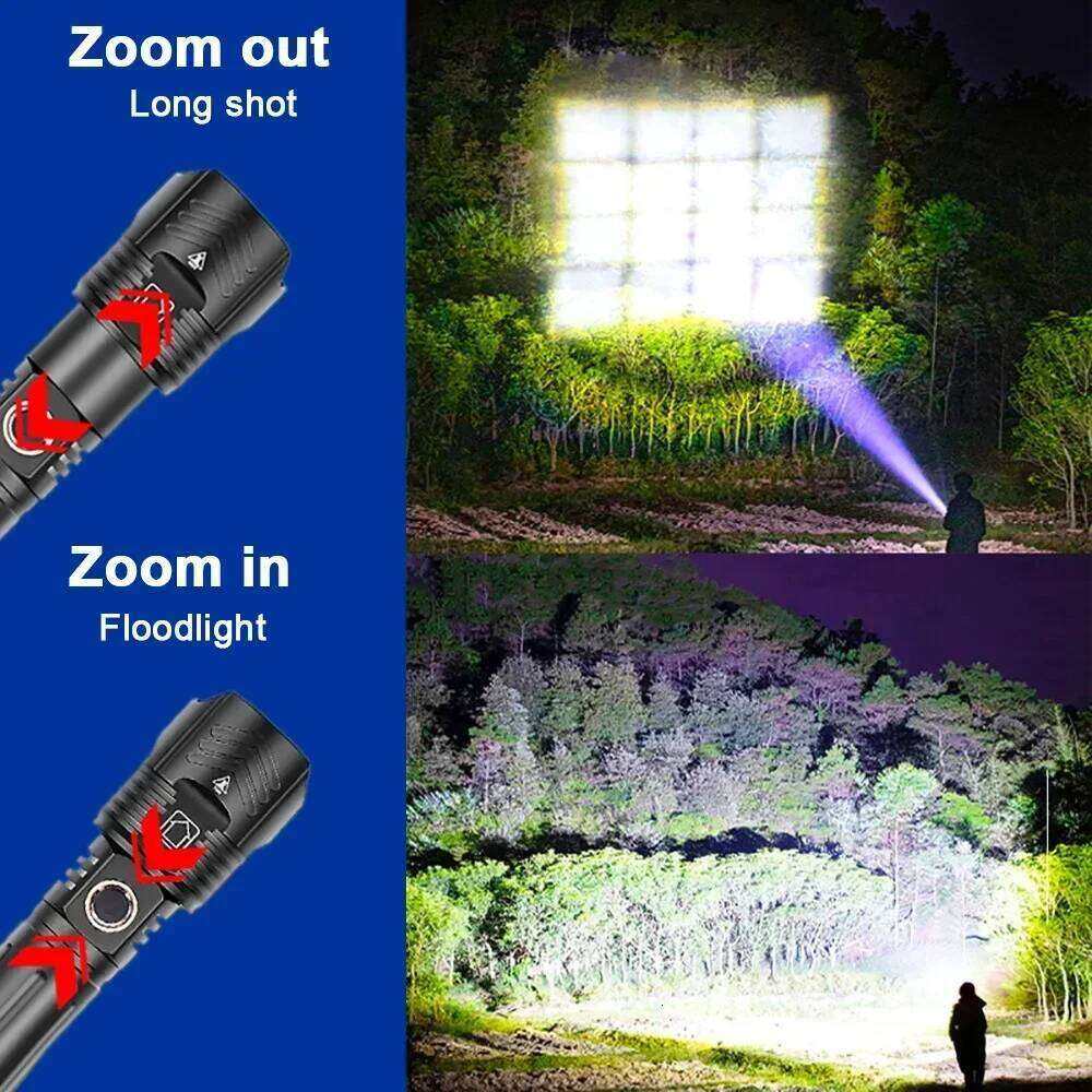 XHP199 Most Powerful Flashlight 20000LM Type-C Rechargeable High Power LED Flashlights Zoom Torch 26650 Outdoor Portable Lamp Z260301
