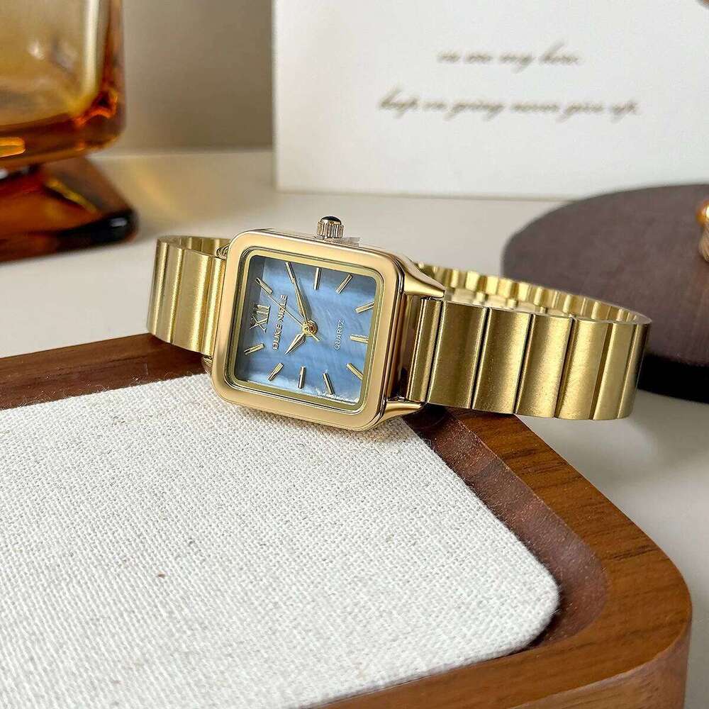 Fashion Gold Women's Quartz es Stainless Steel Band Wristes Ladies Elegant Waterproof Square Clock Reloj Mujer H260228