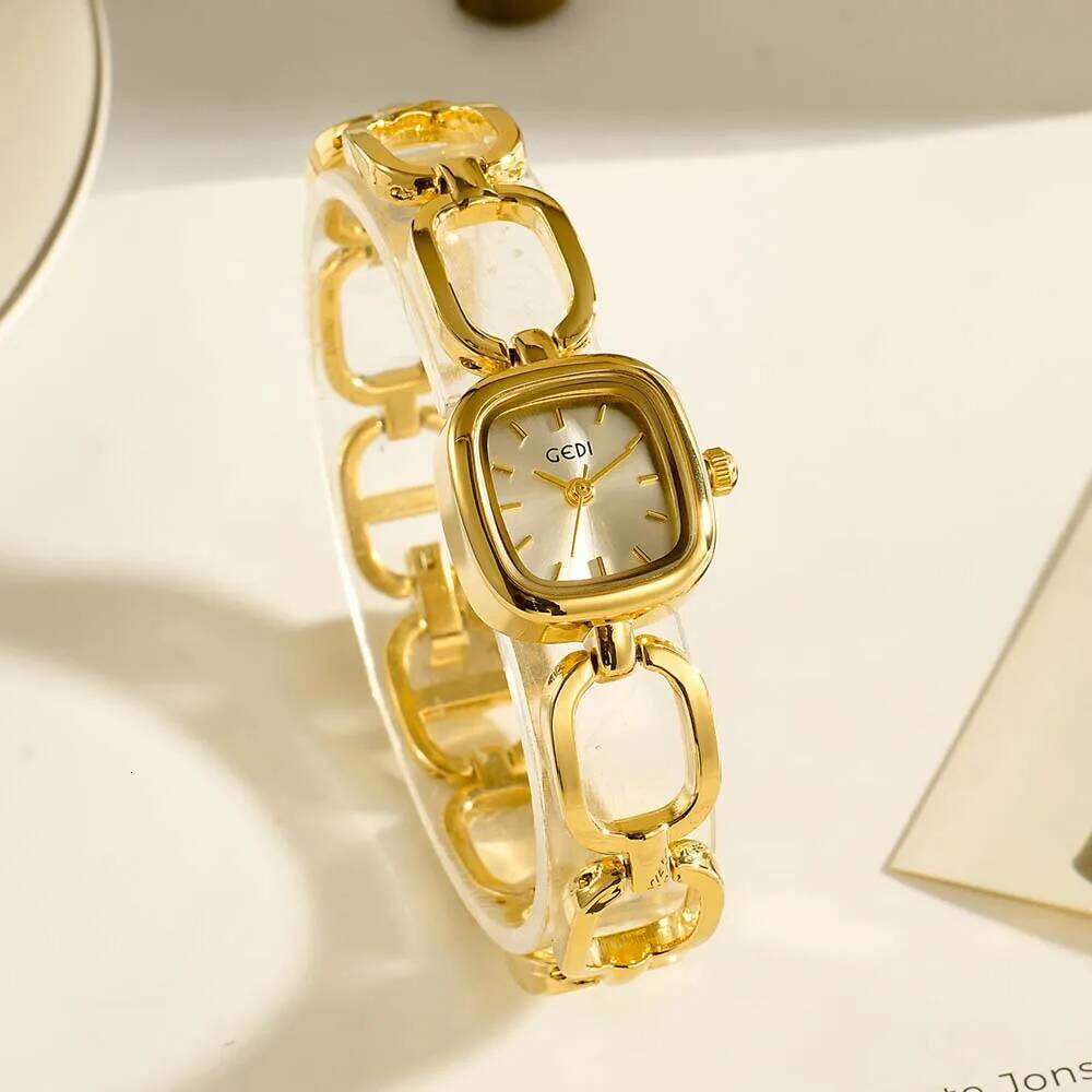 GEDI Woman es Skeleton Type Elegant Square Small Dial Ladies Quartz Gifts H260228