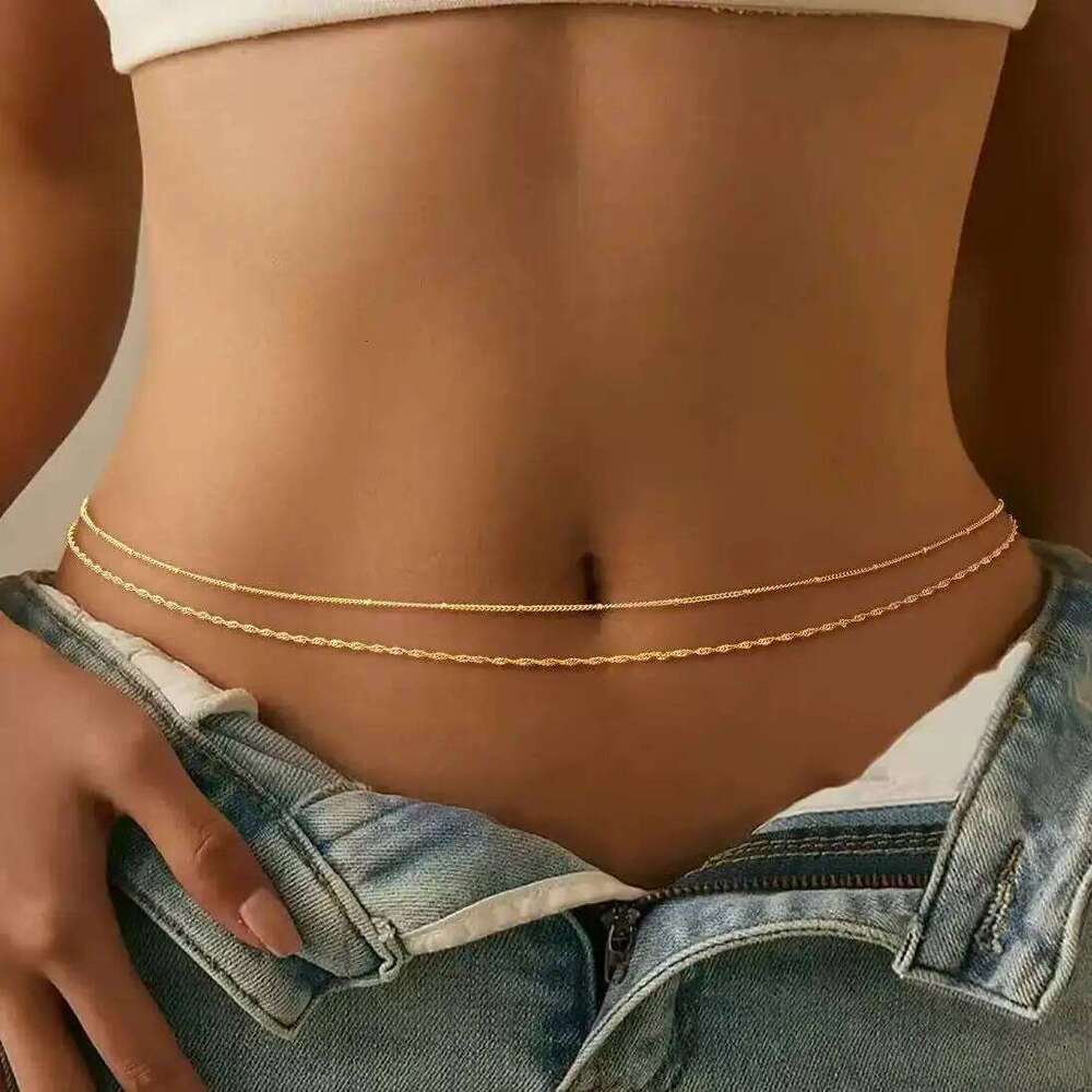 Double Layer Body Chain for Women Adjustable Metal Bead and Disc Link Set Sexy Festival Jewelry H260228