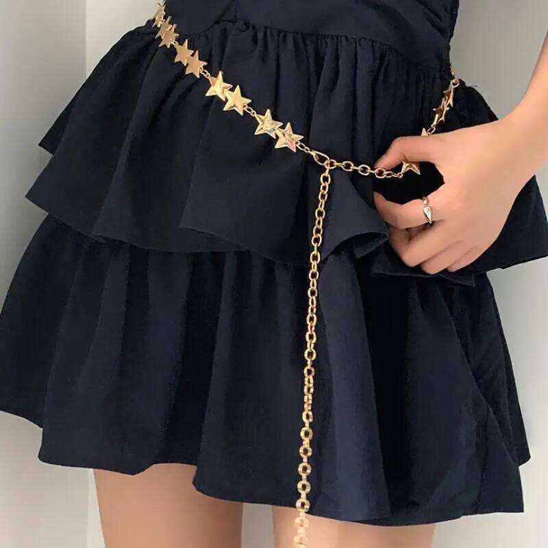 Cross Border Jewelry Fashion Retro Metal Five Pointed Star Waist Chain For Women Personalized Versatile Minimalist Dress Belt H260228