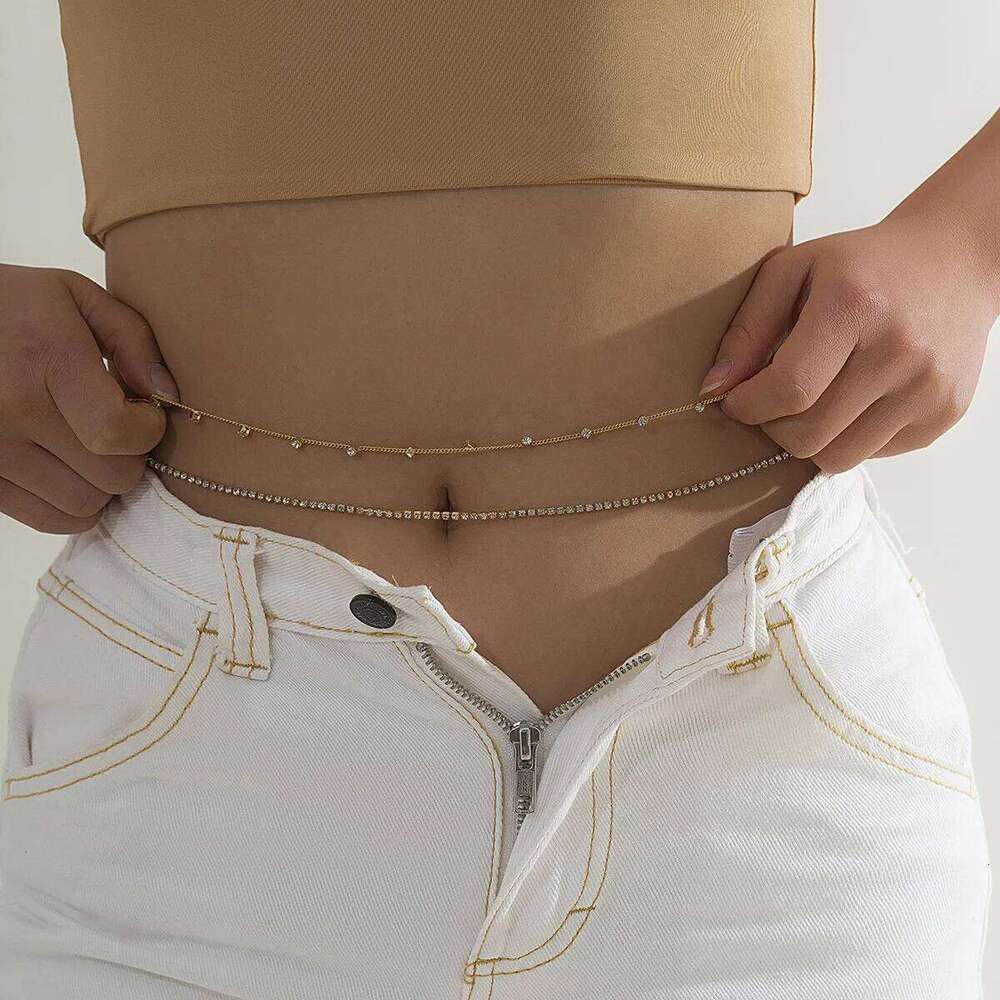 Summer Beach Jewelry Fashion Women's Alloy Double Layer Fine Waist Sexy Versatile Tassel Sequin Body Chain H260228