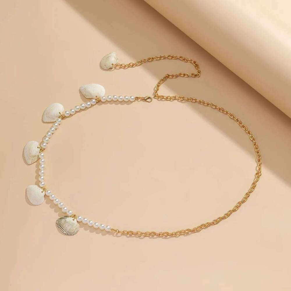 Boho Imitation Pearl Shell Chains Sexy Waist Beads Belly Belt for Women Beach Bikini Body Jewelry Y2K Accessories Wholesale H260228