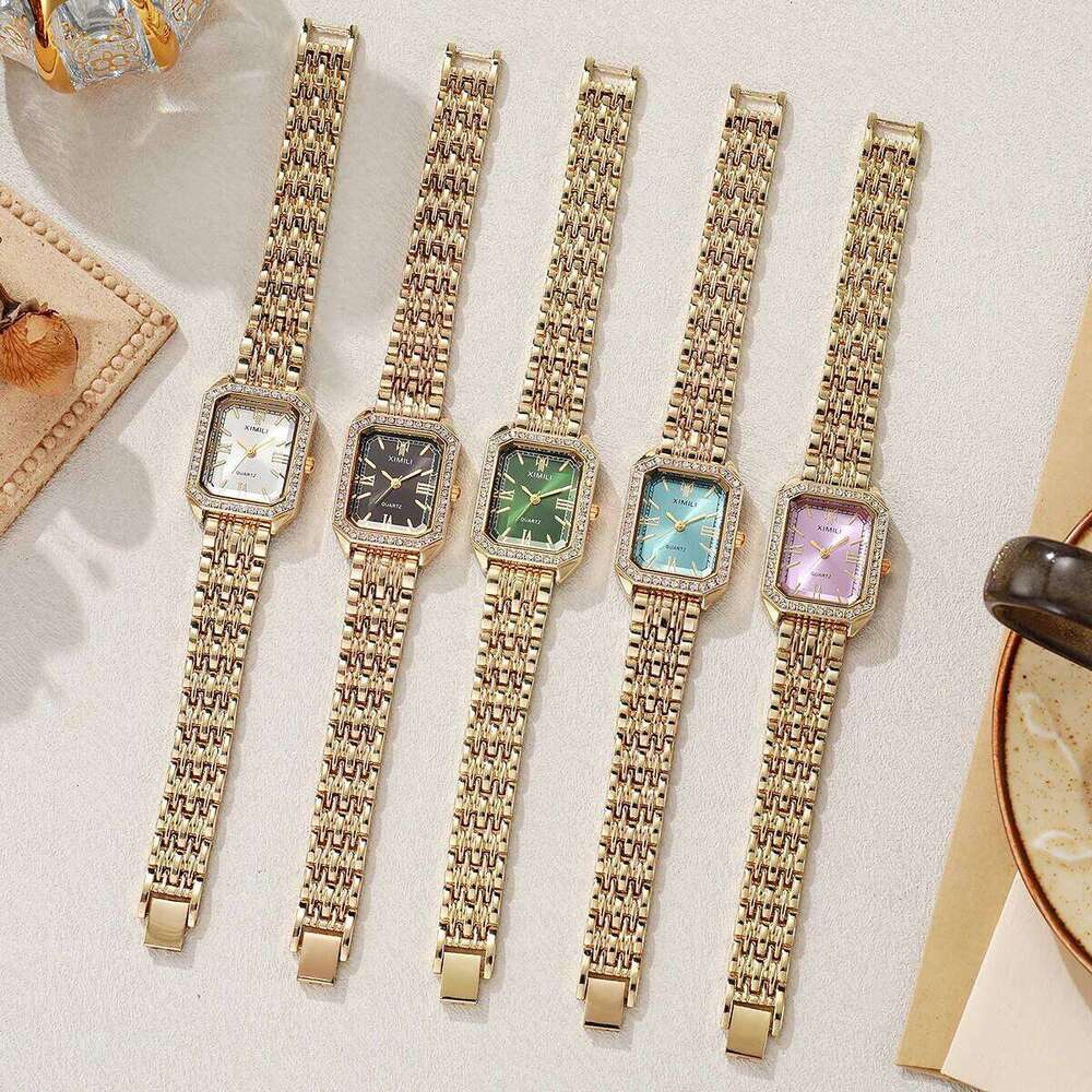 1/2/3/5PCS Fashion Rectangle Women es Set Ladies Rhinestone Quartz Strap WristWithout Box H260228