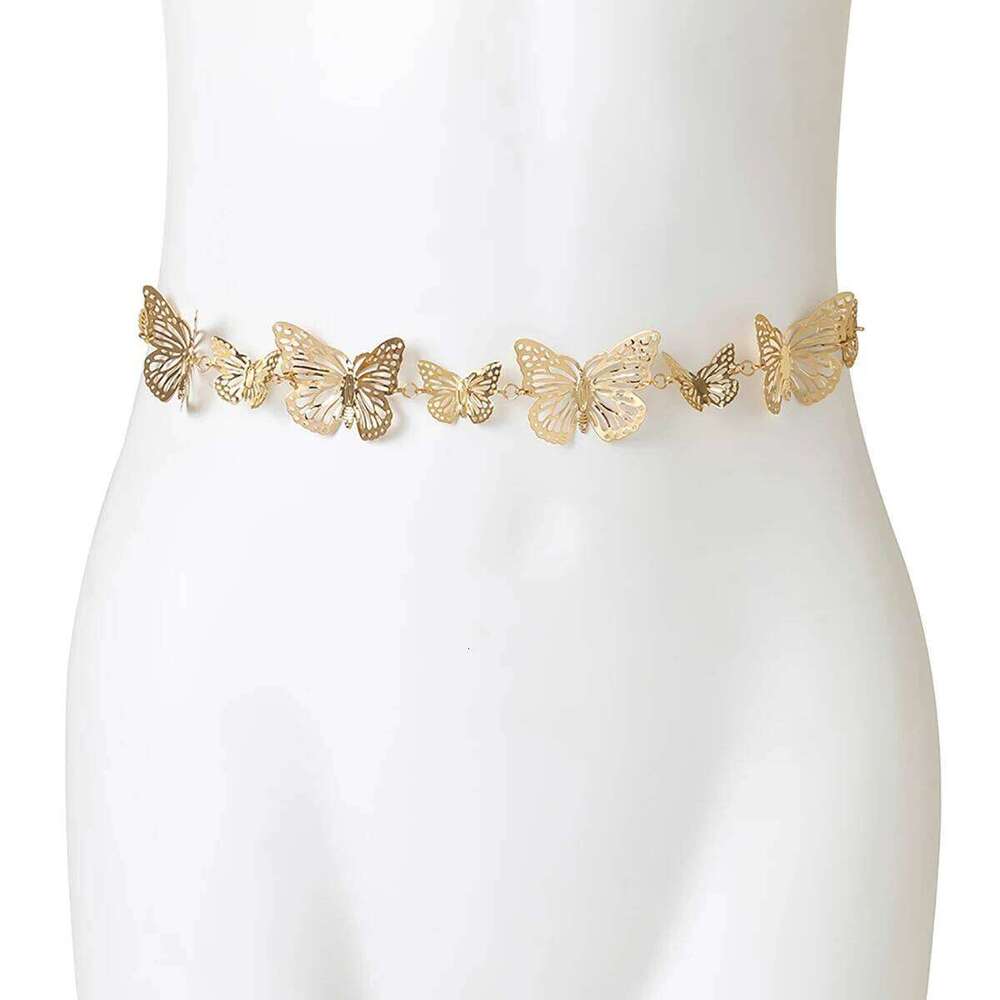 Salircon Punk Three-dimensional Hollow Butterfly Waist Trend Metal Body Chain Hip-hop Sexy Summer Beach Jewelry H260228