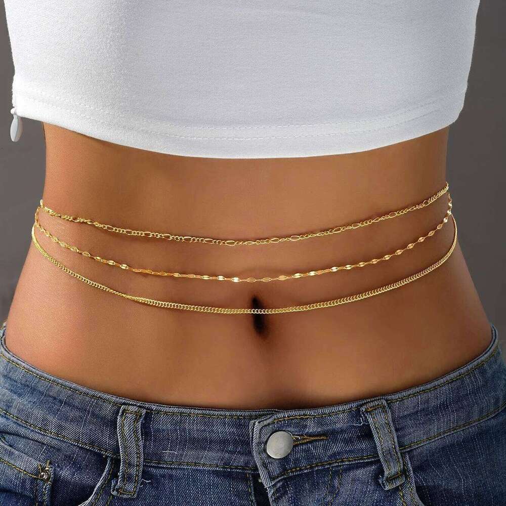 3 Pcs Sexy Multilayer Bikini Summer Belly For Women Fashion Sliver Color Waist Chain Body Jewelry Female Beach Accessories H260228