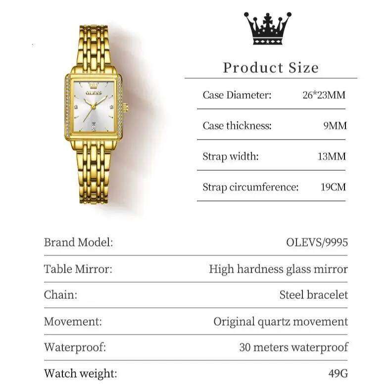 OLEVS 9995 Top Quartz Elegant Diamond Gift Women Automatic Date Waterproof Luminous Relojes Para Mujer H260228