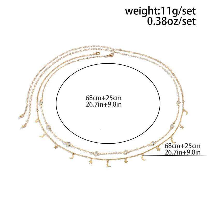Sexy Metal Star Moon Double-Layer Waist for Women Girls Fashion Gold Color Crystal Tassel Belly Chain Bikini Body Jewelry H260228